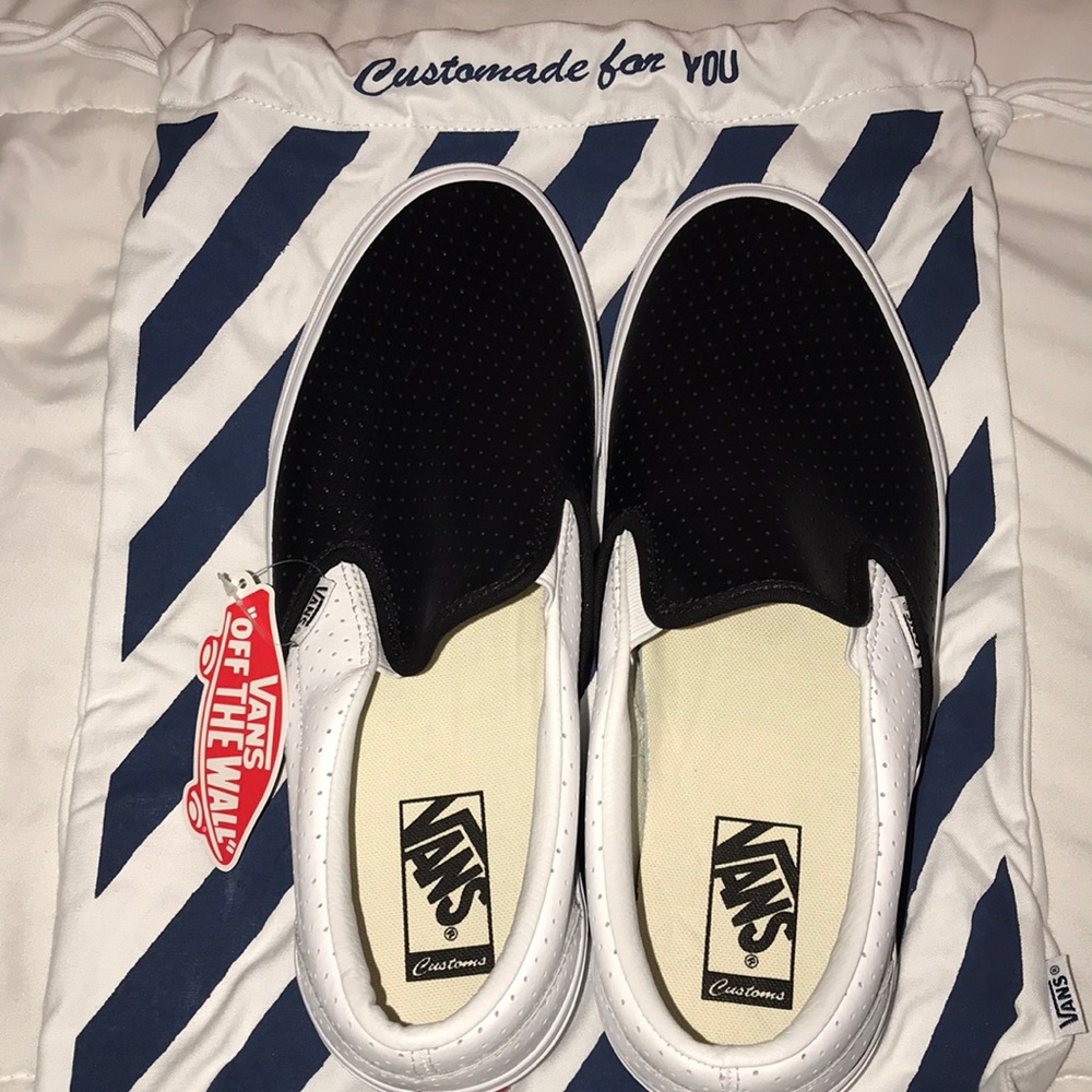 Custom made black and white Vans